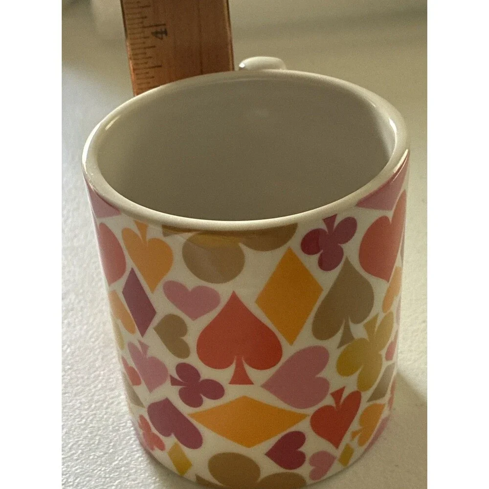 Jonathan Adler House Of Cards Mug Retro Ceramic Coffee Cup MCM Orange Red Gold